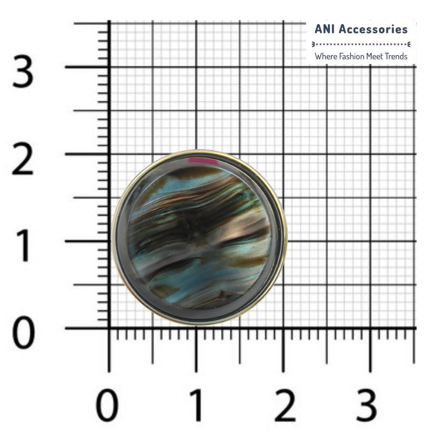 Round Black Multi-Color Imitation Mother-of-Pearl Shank Button (Pack Of Eight)