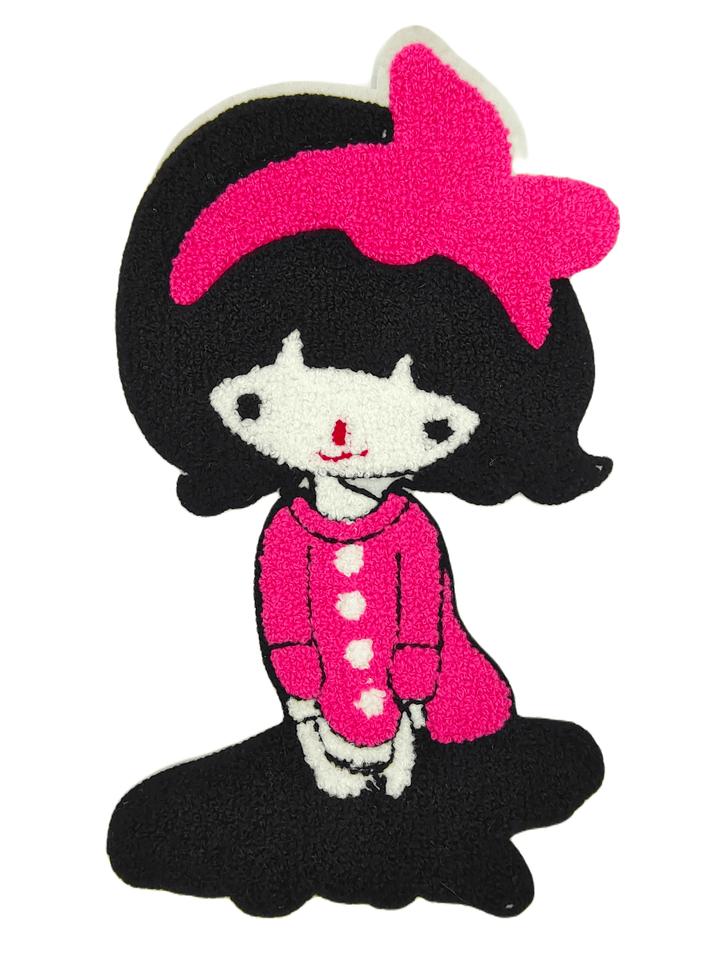 Pink & Black Doll Embroidered Sewable Patch