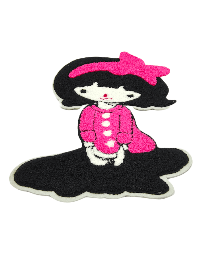 Pink & Black Doll Embroidered Sewable Patch