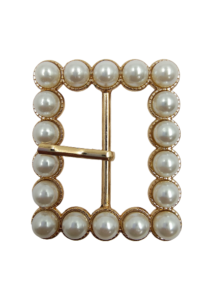 Gold Finish Shiny Pearl Prong Buckle