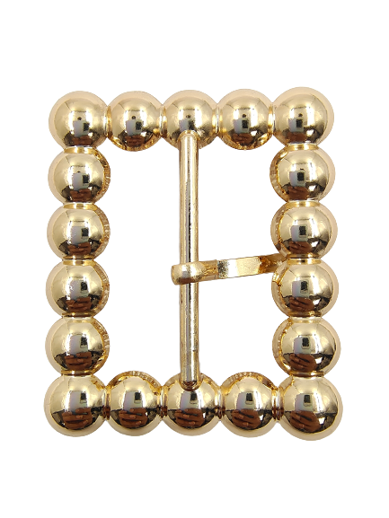 Gold Finish Shiny Pearl Prong Buckle