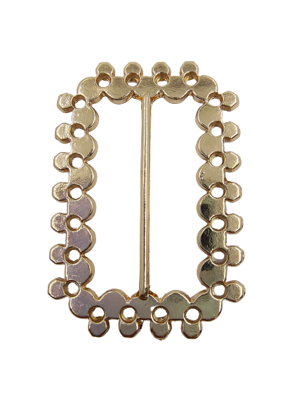 Gold-Tone Metal Buckle with Rhine Stones