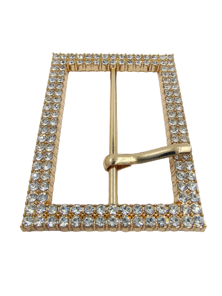 Prong Graceful Design Gold Finish Diamond Buckle