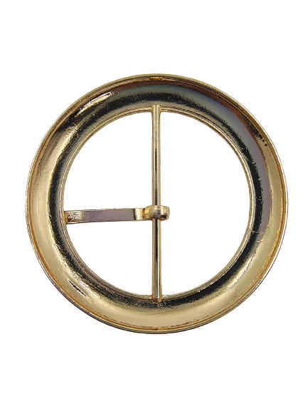 Fancy Alloy Glossy Gold Round Prong Buckle