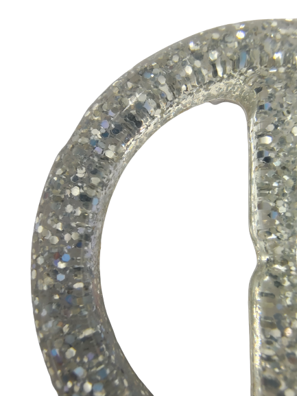 Sparkling Silver Resin Ring Sliding Buckle