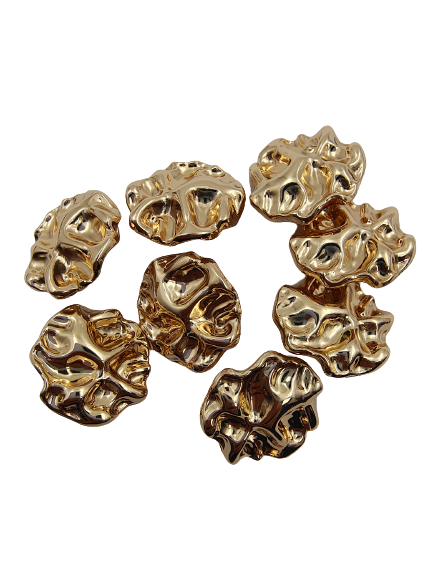 Round Gold Nugget Metal Shank Button (Pack Of Eight)