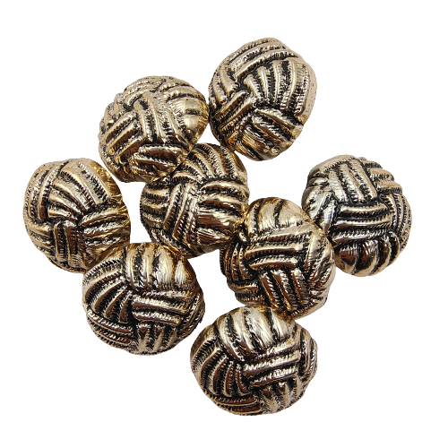 Round Tied Rope Design Golden Shank Button (Pack Of Eight)