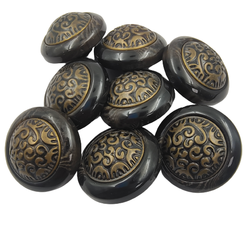 Round Beautifully Crafted Brown Shank Button (Pack Of Eight)