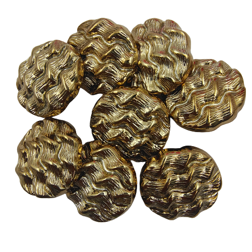 Round Golden Wave Design Shank Button (Pack Of Eight)