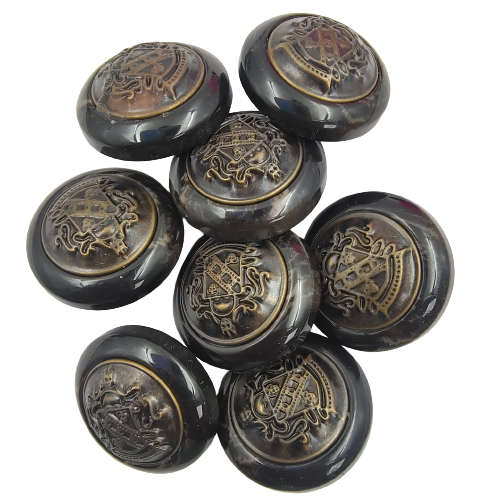 Round Regal Dark Brown Horn Imitation Shank Button (Pack Of Eight)