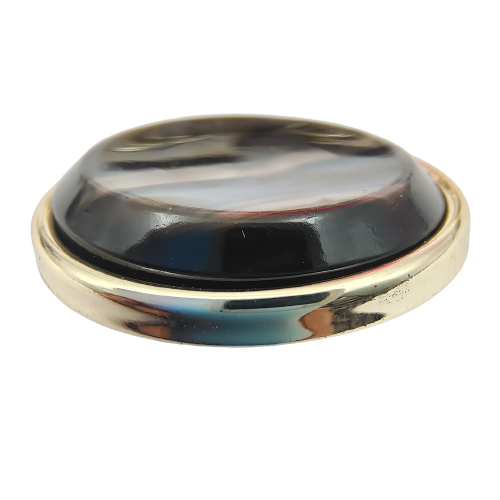 Round Black Multi-Color Imitation Mother-of-Pearl Shank Button (Pack Of Eight)