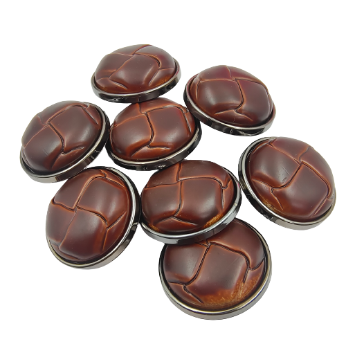 Round Dark Brown Weaved Leather Design Shank Button (Pack Of Eight)