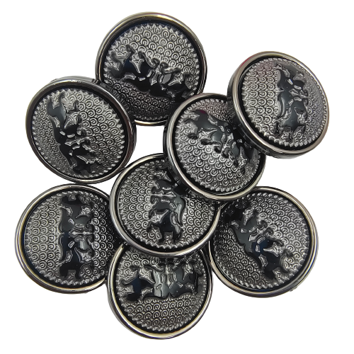 Round Lion Silver Shank Abs Buttons (Pack Of Eight)