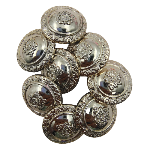 Round Elegant Design Gold Shank Button (Pack Of Eight)