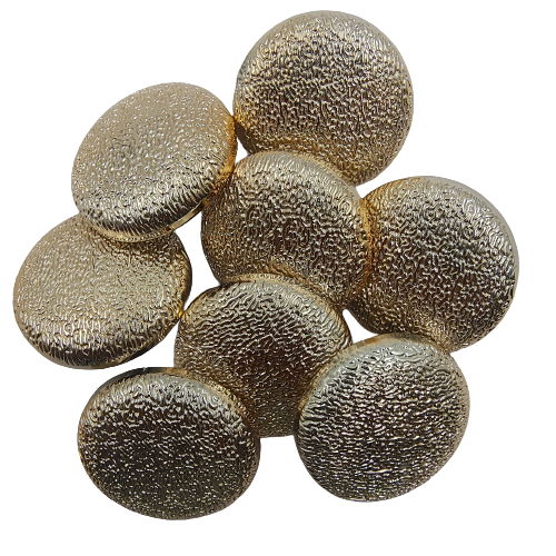 Round Textured Gold Shank Button (Pack Of Eight)