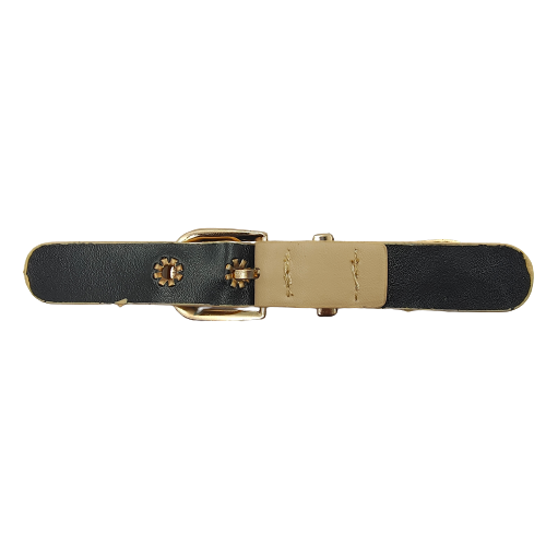 Shiny Gold With Cream PU Prong Belt Buckle