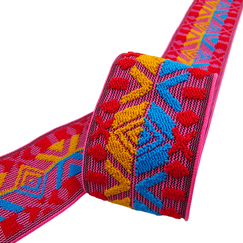 Multi-Color Embroidered Elegant Chenille Loop Pattern Jacquard Elastic