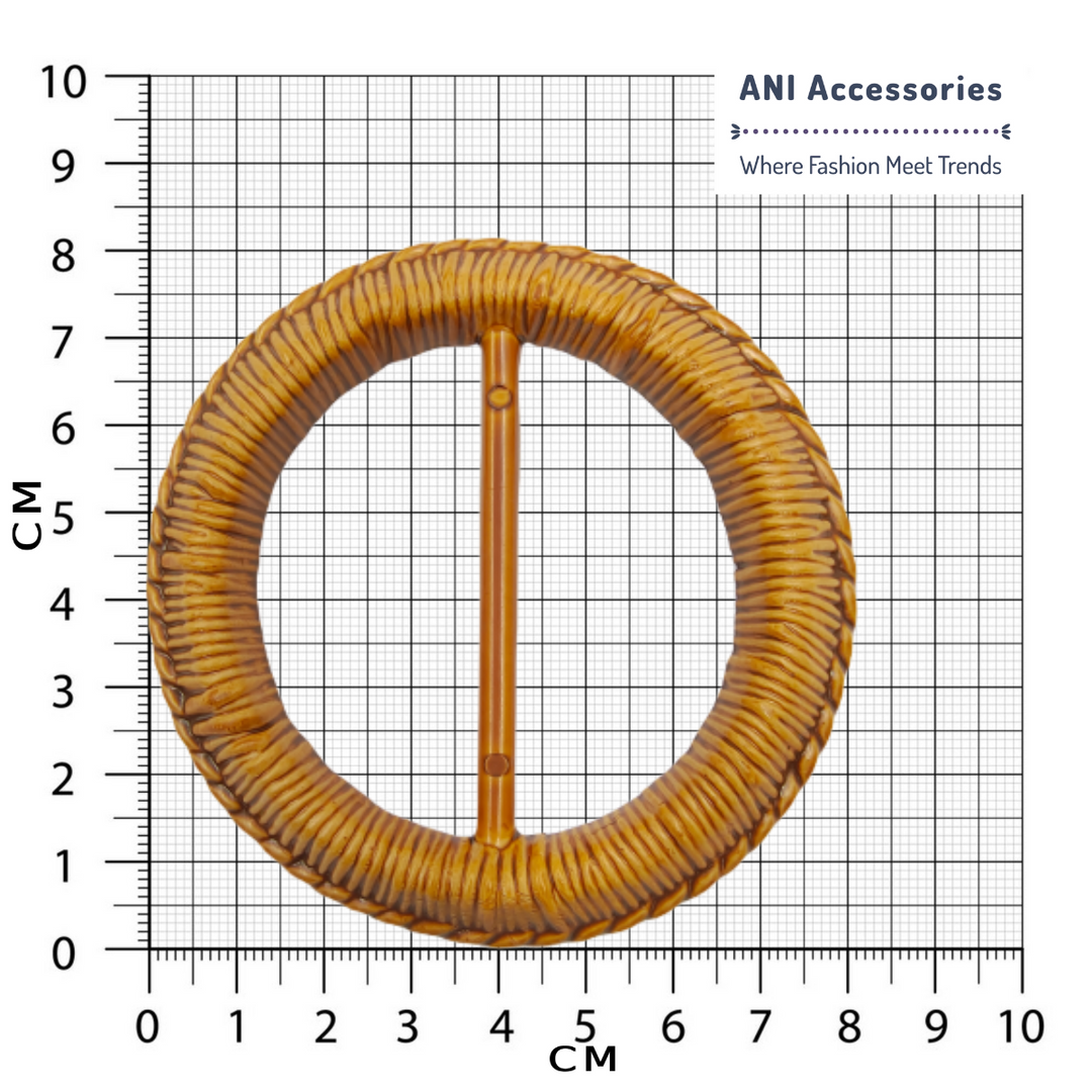 Imitation Raffia Round 3D Design Adjustable Buckle