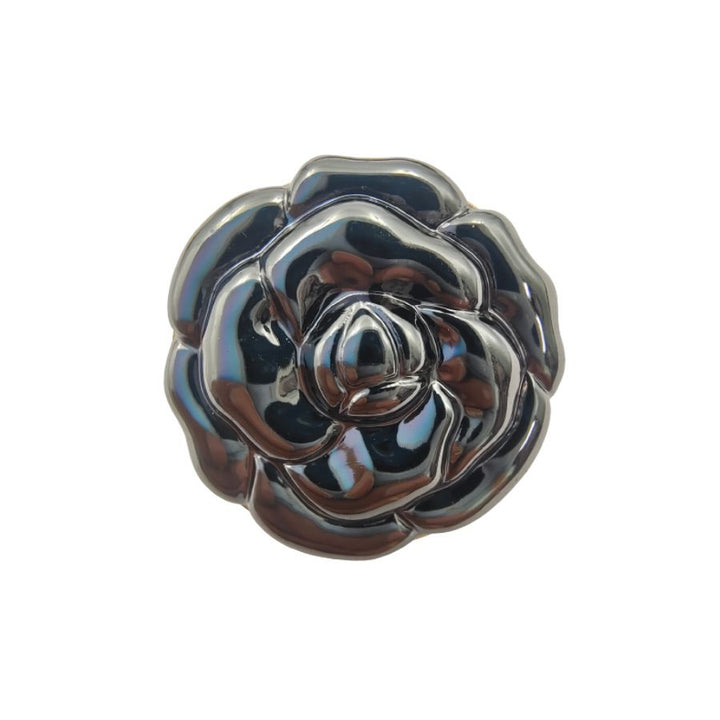 Round Rose Flower Design Shank Button (Pack Of Eight)