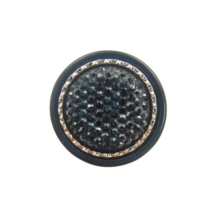 Round Black Shiny Beaded Shank Button (Pack Of Eight)