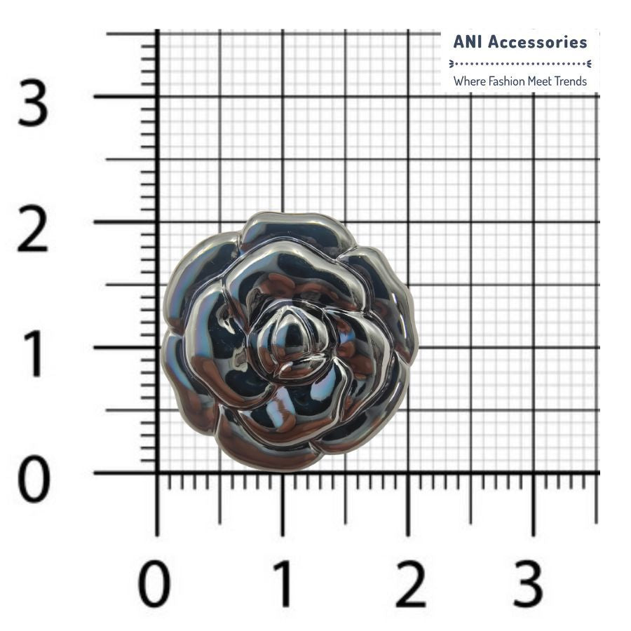 Round Rose Flower Design Shank Button (Pack Of Eight)