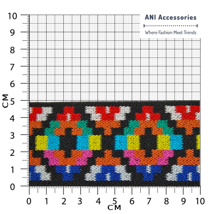 Multi-Color Squared Jacquard Design Elastic