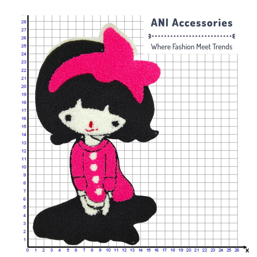 Pink & Black Doll Embroidered Sewable Patch