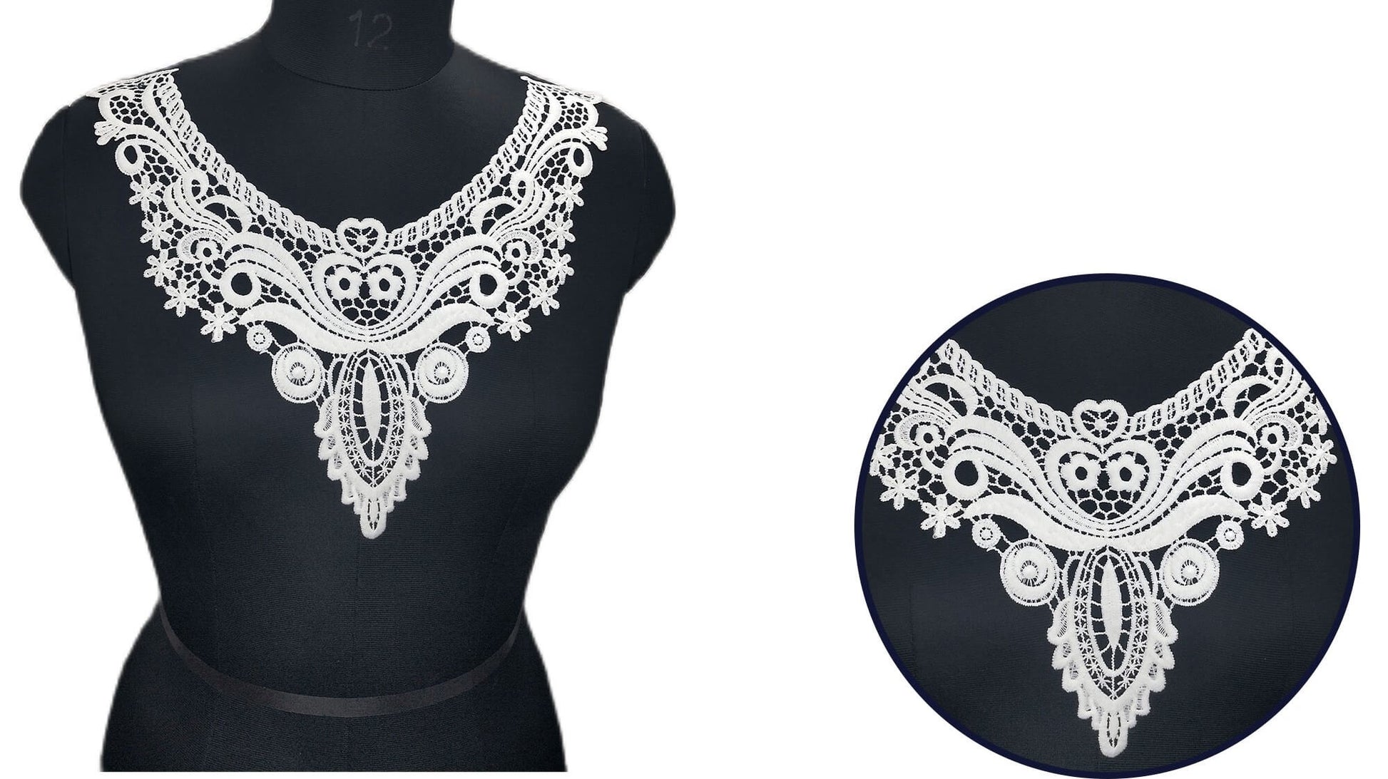 TATEELY White Black Hollow Out Flower Lace Collar Sewing on Clothes Trim Embroidered Applique Neckline DIY Wedding Dress Accessory (White)