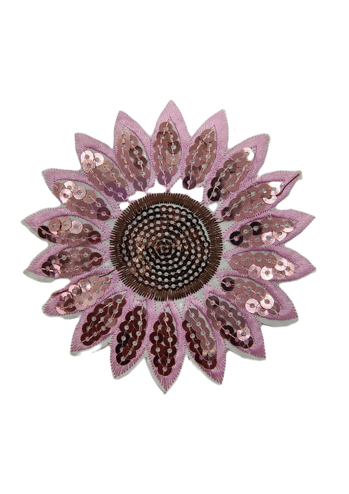 Pink Sequins & Embroidered SunFlower Hot-Fix Patch