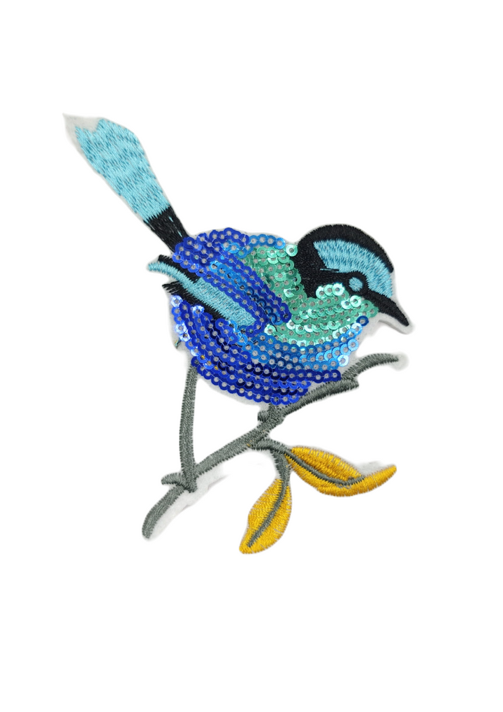 Sequins & Embroidered Multi-color Bird Hot-Fix Patch