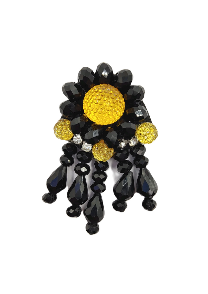 Black & Yellow Beaded Sewable Sequins Patch